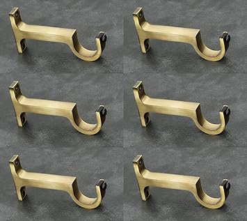 Best Range Collection Brass Antique Curtain Bracket Support Pack of 6 Pieces Door and Window Fitting Hardware (S0.5x3.0)