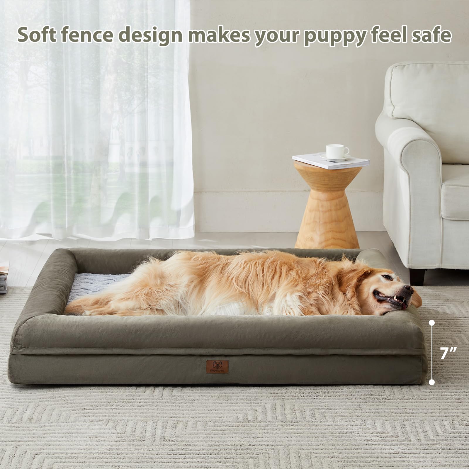 WNPETHOME XXL Extra Large Dog Bed, Washable Dog Couch with Removable Waterproof Cover, Orthopedic Large Pet Sofa Bed with Bolster Sides for Sleeping - image 6