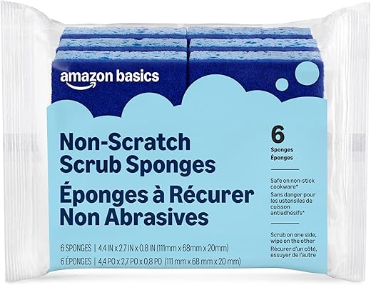 Amazon Basics Non-Scratch Sponges, 6-Pack, Blue
