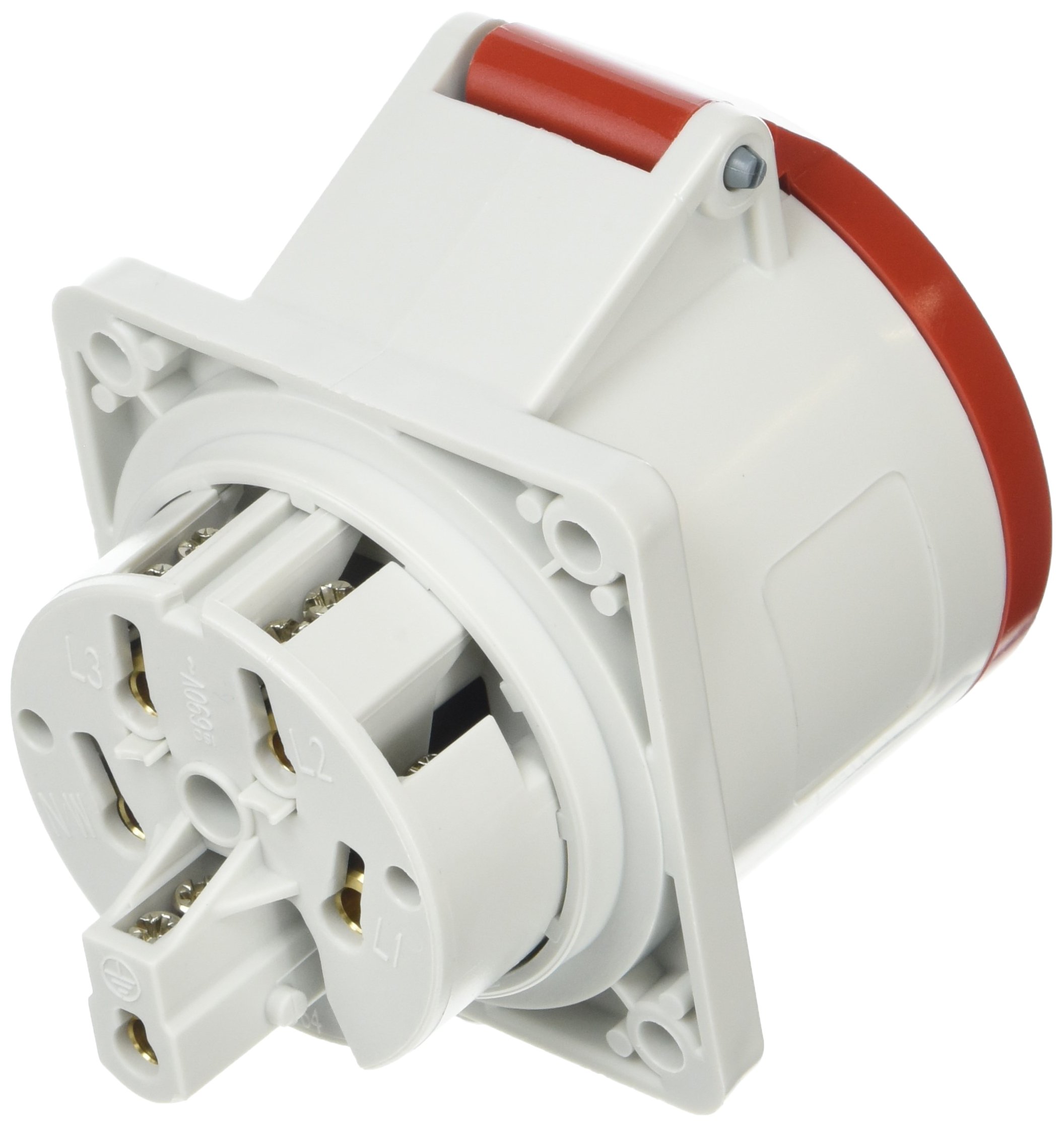 MENNEKES 3451 Straight Panel Mounted Socket, IP 44 Protection, 6 hours Earth Position, 5 Pole, 32 A Current, 400V, Red - Image 2