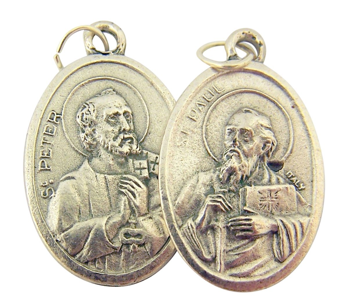Catholic Patron Saint Medals Silver Toned Base, 1 Inch, Set of 2, Silver — view 12