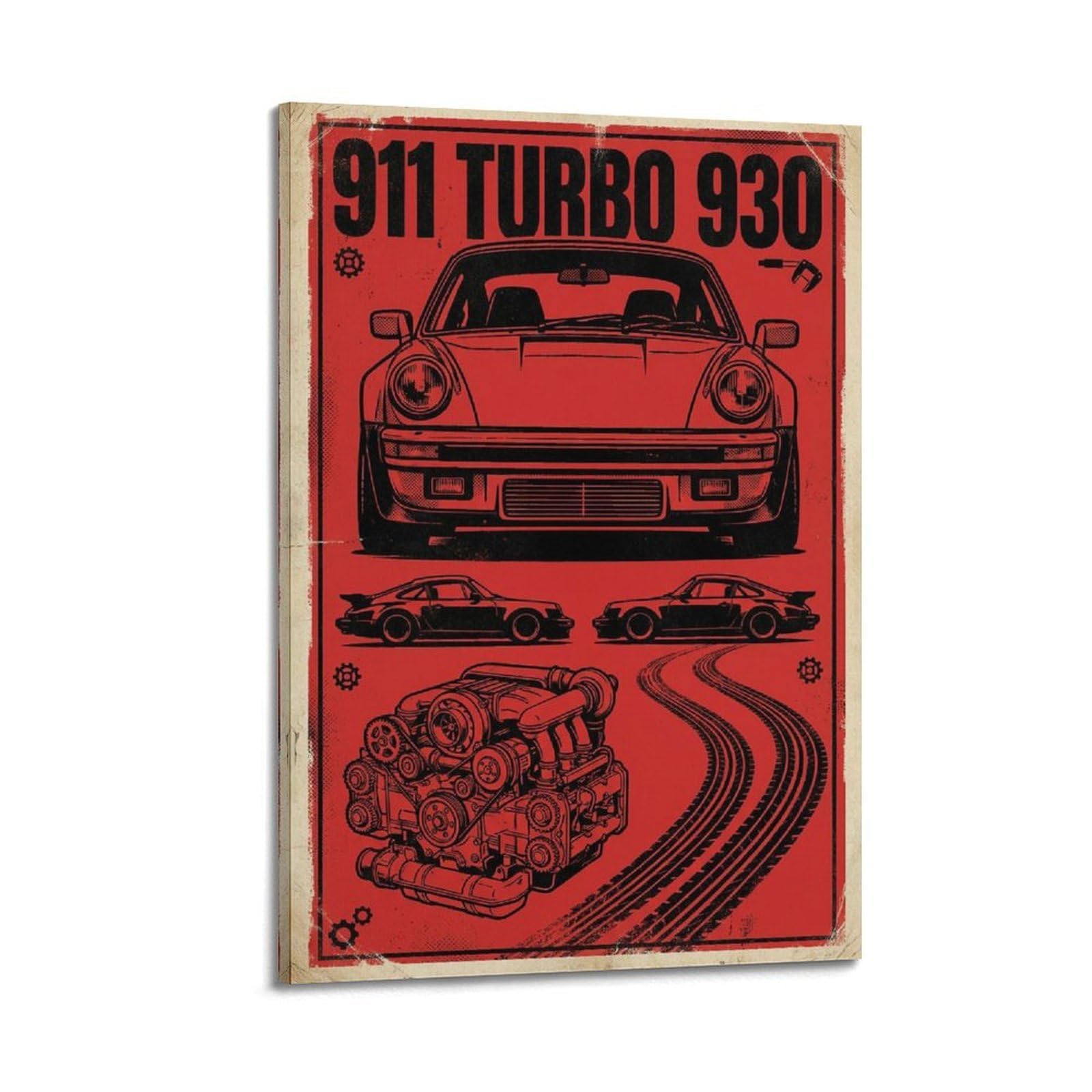 Xkuga Boys Frame-Style Vintage Supercar Poster 911 Turbo 930 Racing Performance Classic Modern Decorative Canvas Prints - Ideal Wall Art For Family, Man Cave, Game Room, & Girls Bedroom 24X36inch(60X90cm)