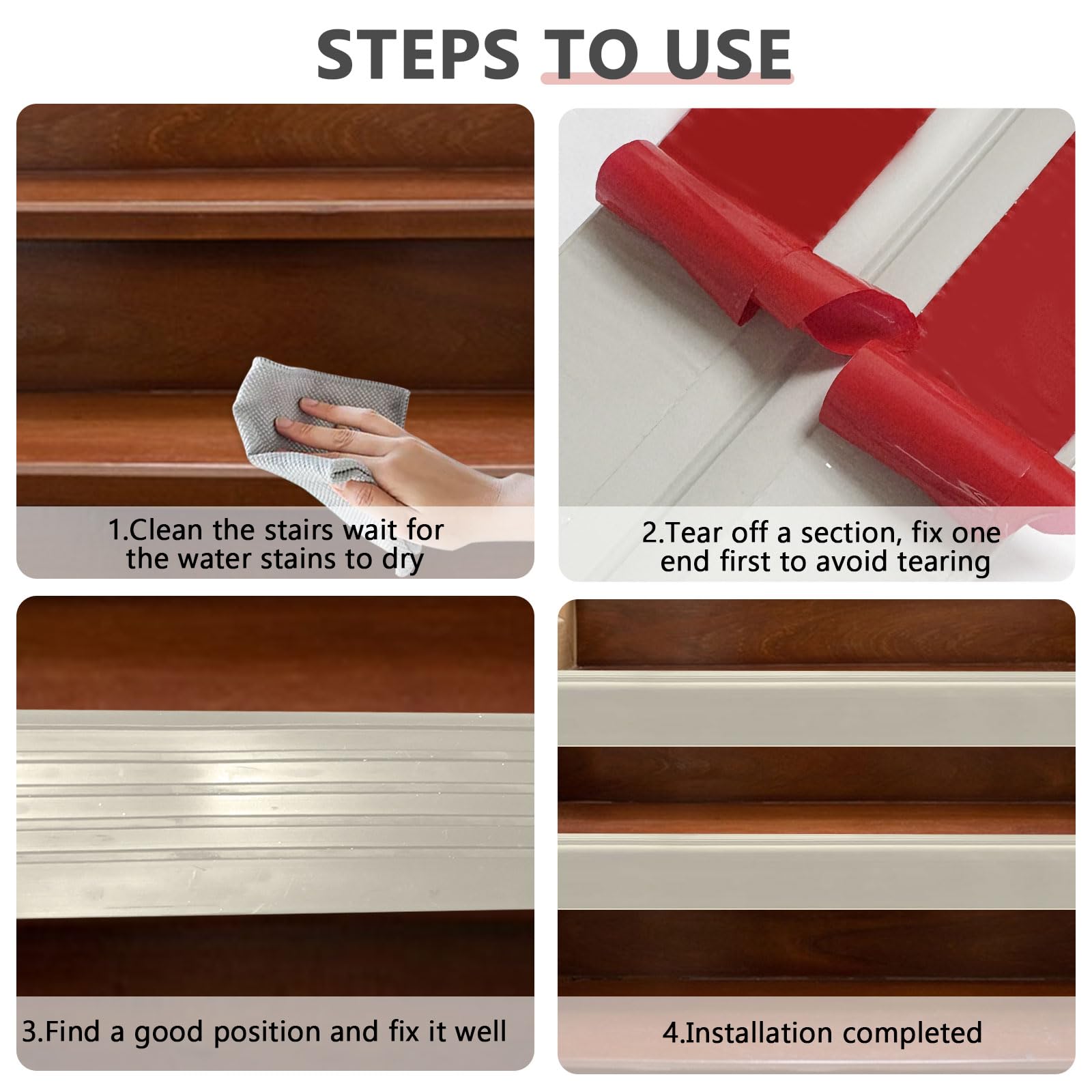 Perfil de borde de escalera autoadhesivo, 500x9.5cm de PVC, perfil de protección para escaleras, antideslizante, impermeable, en forma de L, para exteriores e interiores