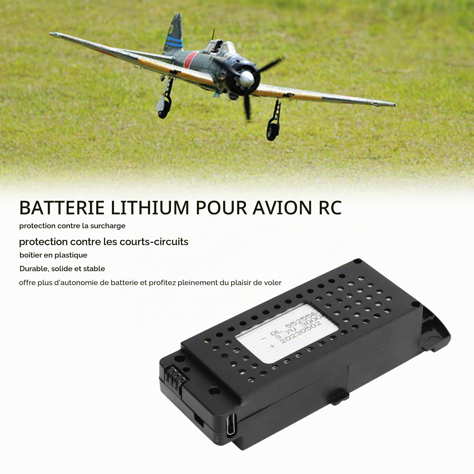 Batterie Lithium 3.7V 3000mAh pour Drone RC S6 G6, Batterie de Secours pour Drone télécommandé avec câble de Chargement 3 en 1, Batterie de Rechange pour Drone RC S6 G6