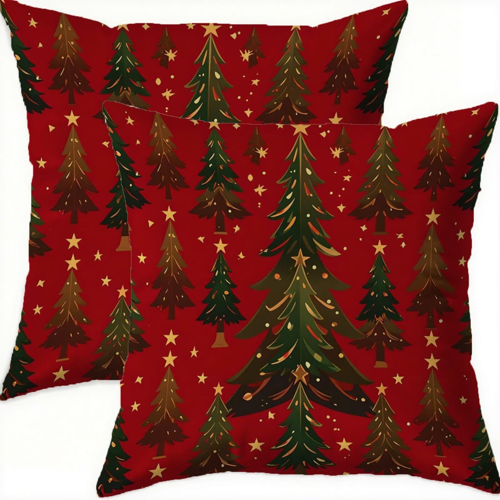 Housse coussin 70x70cm Noël rouge en velours pour embellir votre canapé de salon