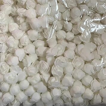 Mini Fake Rose Flower Heads, 500pcs Artificial PE Foam Roses Flower DIY for Wedding Flowers Accessories Headbands Bear Unicorn Candy Box Decoration White, 500Pcs