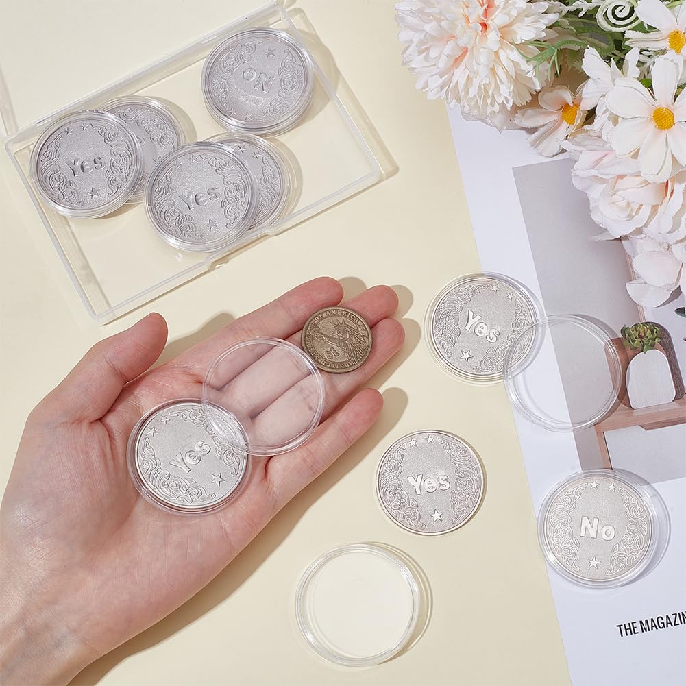 CRAFTYMELODY 10Pcs Alloy Yes/No Decision Coin Challenge Coin Decision Maker Flip Portable Double Sided Making Flipping Funny Heads and Tails for Man Women Party Game Holiday Office Platinum - Image 3