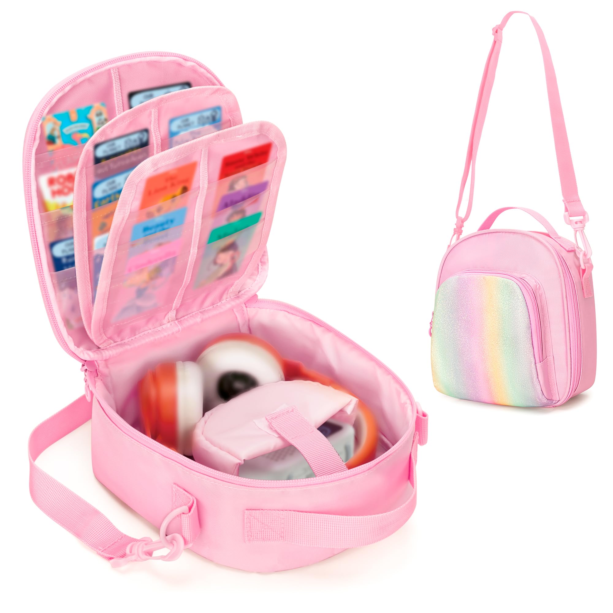 GRAOSO Carrying Case Compatible with Yoto Mini (2024 Edition), Card Holder Hold Up to 30 Cards, Travel Storage Bag for Audio Music Player & Headphone Accessories, Pink (Bag Only) Patented Design