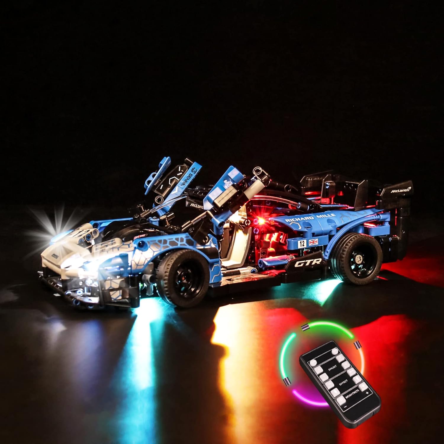 LED Lighting Kit Compatible with Lego 42123 McLaren Senna GTR Car Model Building Kit - Lights Only - Decoration LED Light Kit Without Building Block Model (Remote Contorl Version)