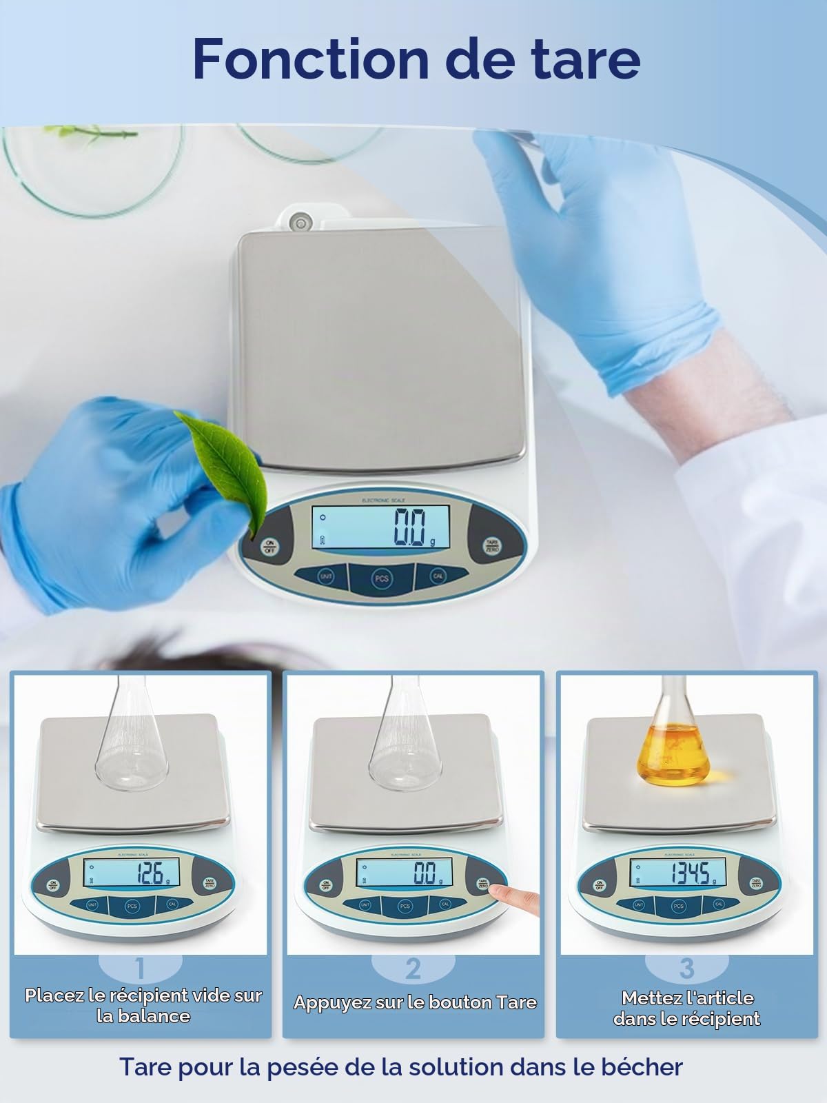 CGOLDENWALL Balance Analytique 5000g X 0,1g, Balance Labo Plateau Inox | Balance de Laboratoire Précision, Comptage, Tare & 13 Unités, Pré-Calibrée Prête à L'emploi, pour Lab, Industrie, Bijouterie