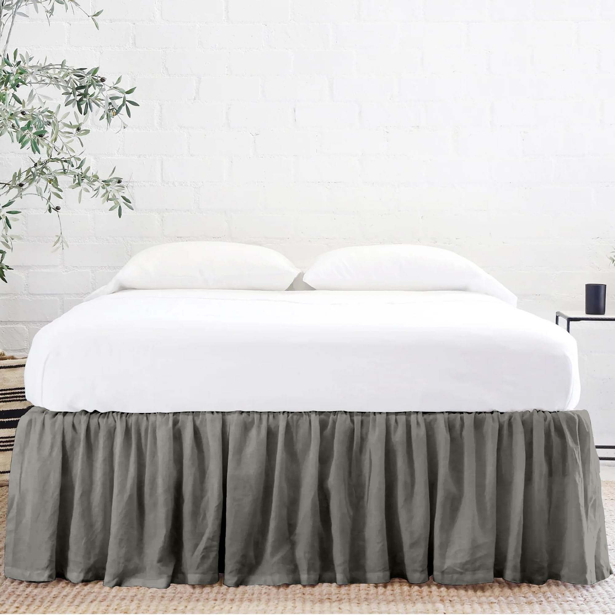 Linenweaves Bed Skirt Full Size 21 Inch Drop | Solid Pattern Microfiber Easyfit | Tailored Wrinkle Fade Resistance Soft Fabric Stylish Design Bed Frame Legs Cover- (Charcol Grey, 54 * 75 in)-image-23