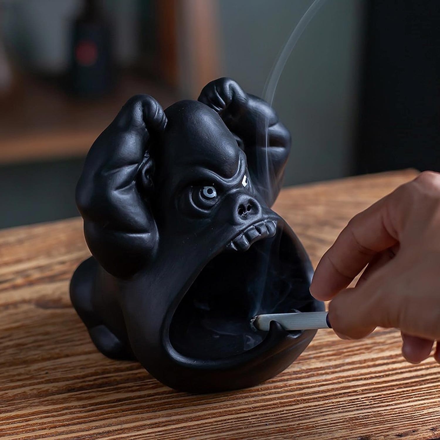 Ashtray Creative Animal Ashtray Ceramic Household Living Room Large Capacity Car Ash Tray for Home Office Decoration Home ashtrays (Color : Gray)