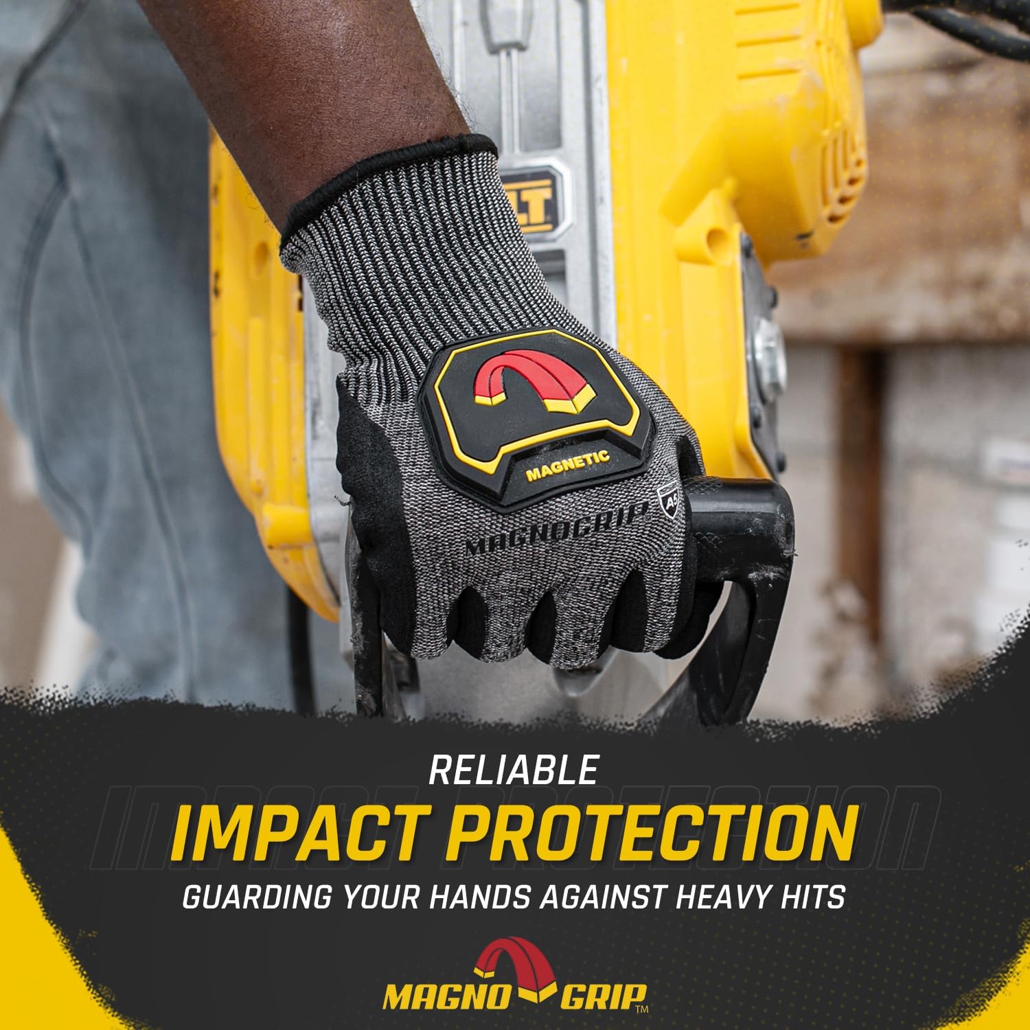 MagnoGrip Level 5 Cut Resistant Work Gloves with Integrated Magnetic Storage, Nitrile Coated Palm, Touchscreen Technology