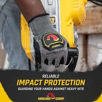 MagnoGrip Level 5 Cut Resistant Work Gloves with Integrated Magnetic Storage, Nitrile Coated Palm, Touchscreen Technology