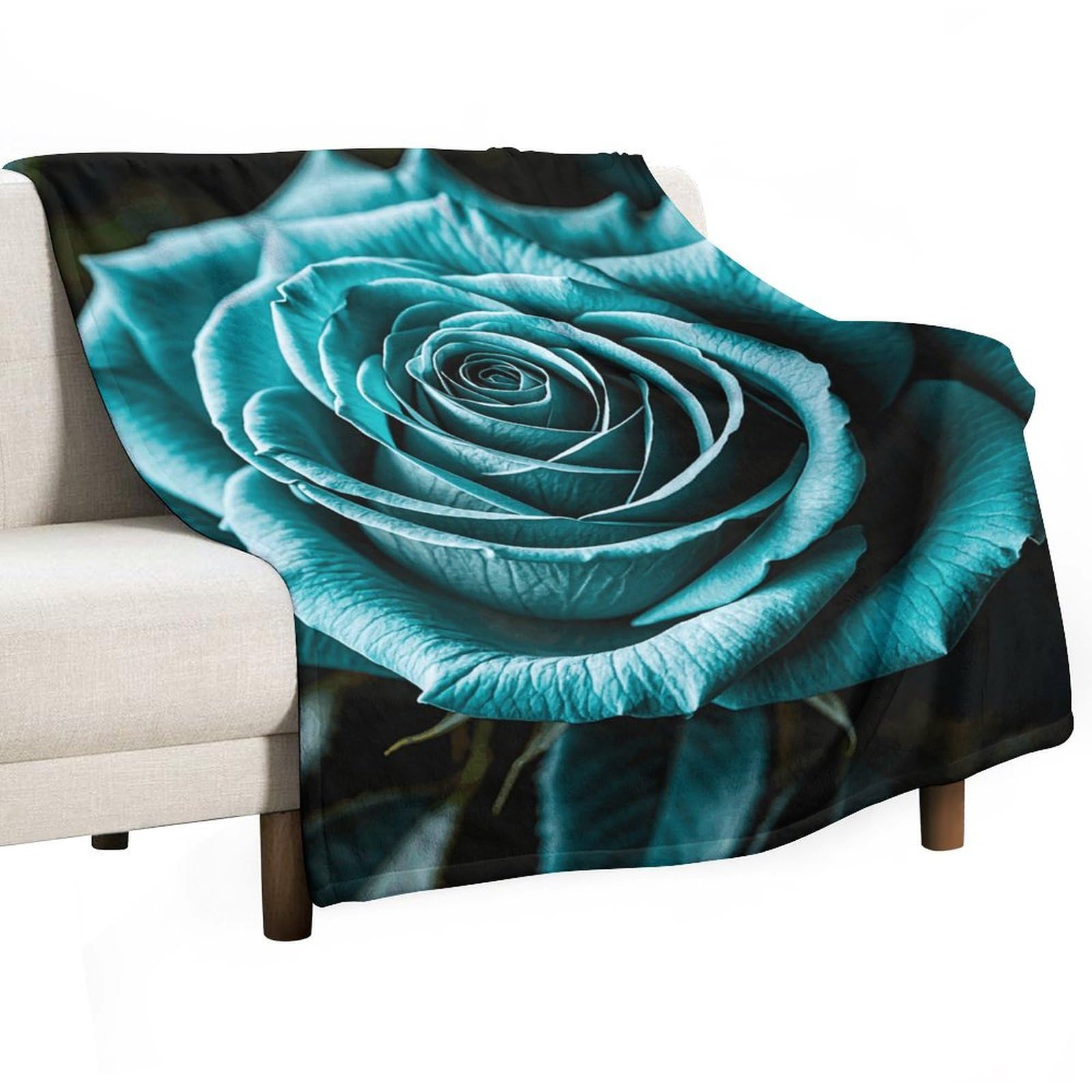 Plaid en flanelle léger pour camping, pique-nique et voyage - Motif rose et bleu