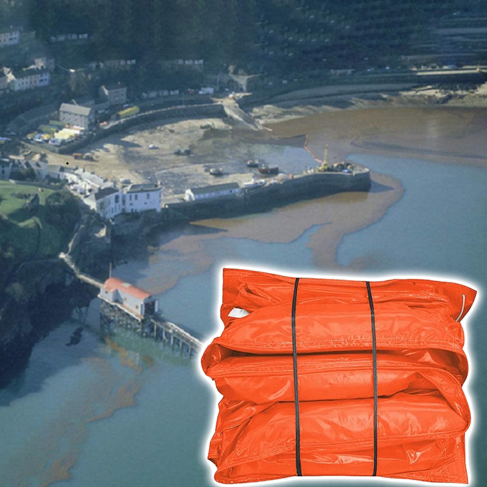 Barrage flottant anti-pollution pour eaux, barrière anti-inondation, en PVC, 10/20 m, pour rivières, ports, lacs, jetées, en caoutchouc épais réutilisable - H 90 cm 35,4 pouces | L 20 m 65,6 pie