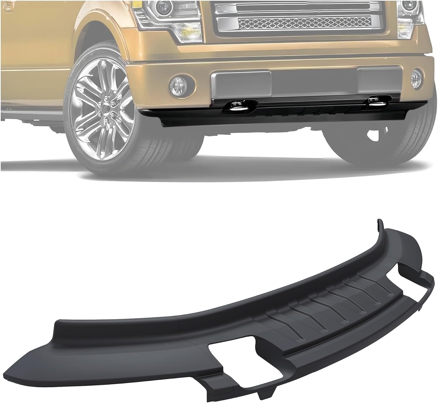 KUAFU 3PCS Front Bumper Lower Valance Compatible with 2009-2014 Ford F150 4WD Replace for 9L3Z17626B FO1095228C with Fog Light Holes Textured Air Dam Deflector Valance Panel