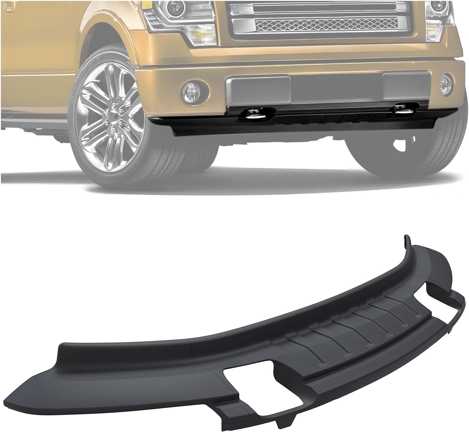 3PCS Front Bumper Lower Valance Compatible with 2009-2014 Ford F150 4WD Replace for 9L3Z17626B FO1095228C with Fog Light Holes Textured Air Dam Deflector Valance Panel