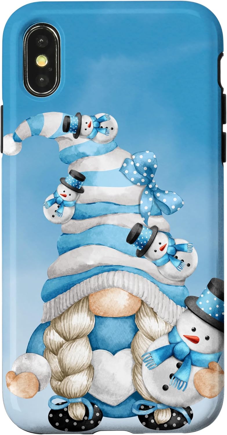 Cute Winter Gnome Mom For Women With Snowball And Snowman Case for iPhone XR
