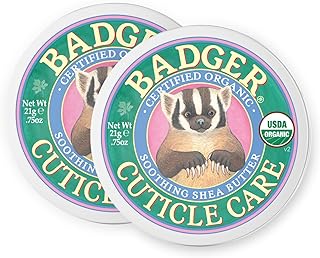 Badger Cuticle Care, 100% Organic Cuticle Cream for Natural Nail Care, Soothe & Restore Dry & Splitting Cuticles, Rich Shea Butter, Light Citrus Scent, .75oz Tin, 2-Pack