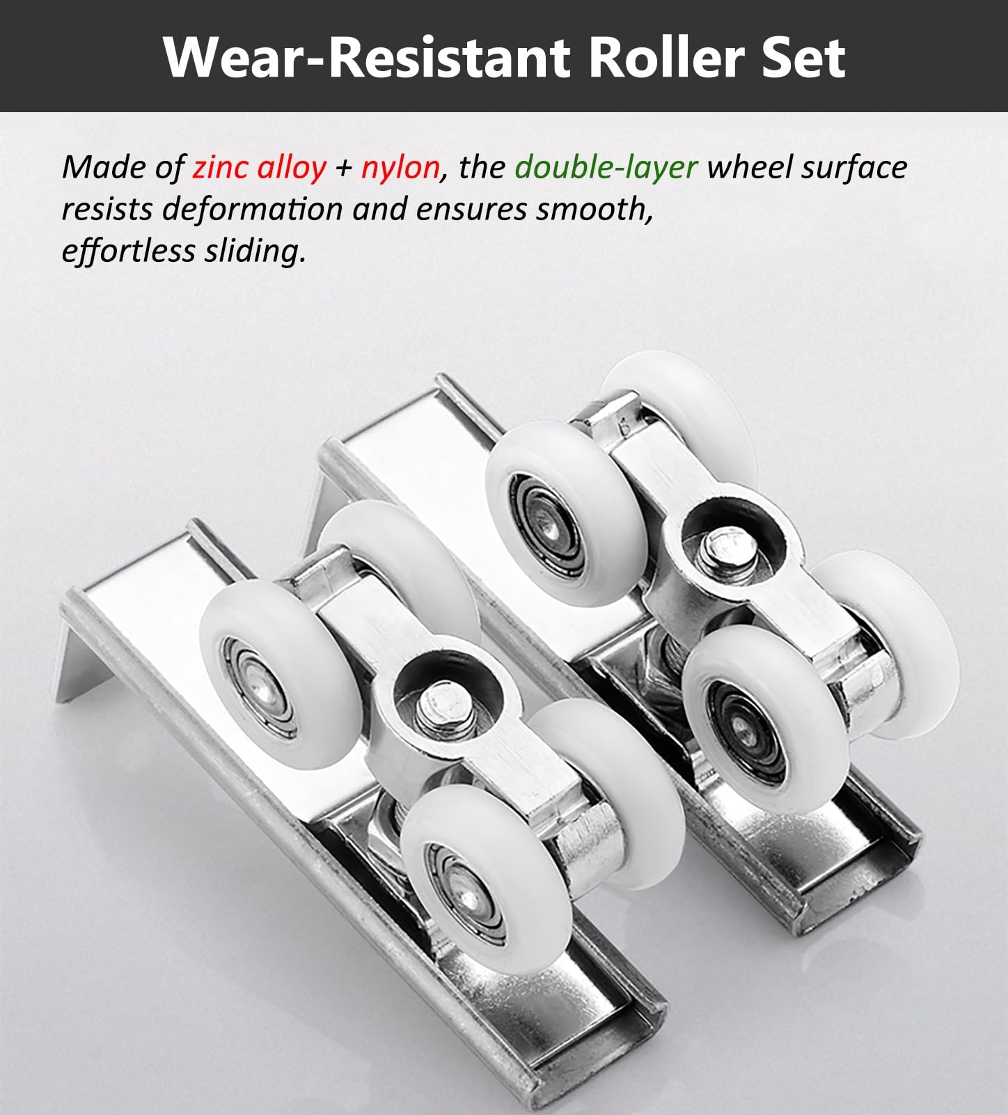 Guia Puerta Corredera Kit de Herrajes para Puertas Corredizas de Granero con Doble Bypass, Riel y Rodillos para Puertas Corredizas de Bolsillo de Aluminio, Juego de Rieles para Puertas Corredizas de G