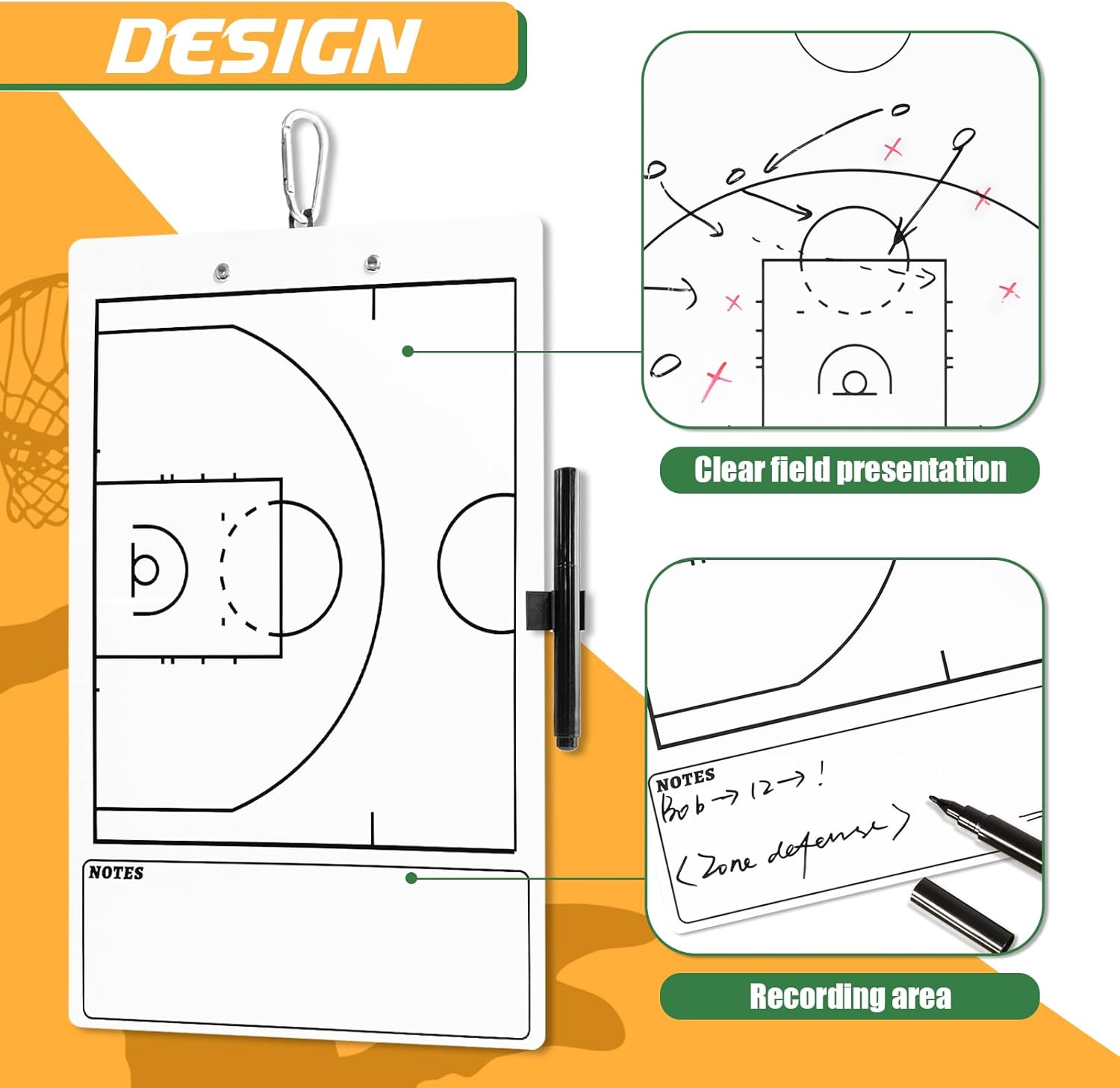 60 Pack Basketball Coaches Clipboard,White Double-Sided Dry Erase Coach Clipboard, Basketball Whiteboard for Coaches, White Board with Marker for Coaches Gift