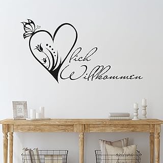 GRAZDesign Wandtattoo Flur Herzlich Willkommen, Wandsticker Flur und Diele, Eingang, Sprüche Wandsprüche, Sticker Aufkleber modern - 57x30cm / 070 schwarz