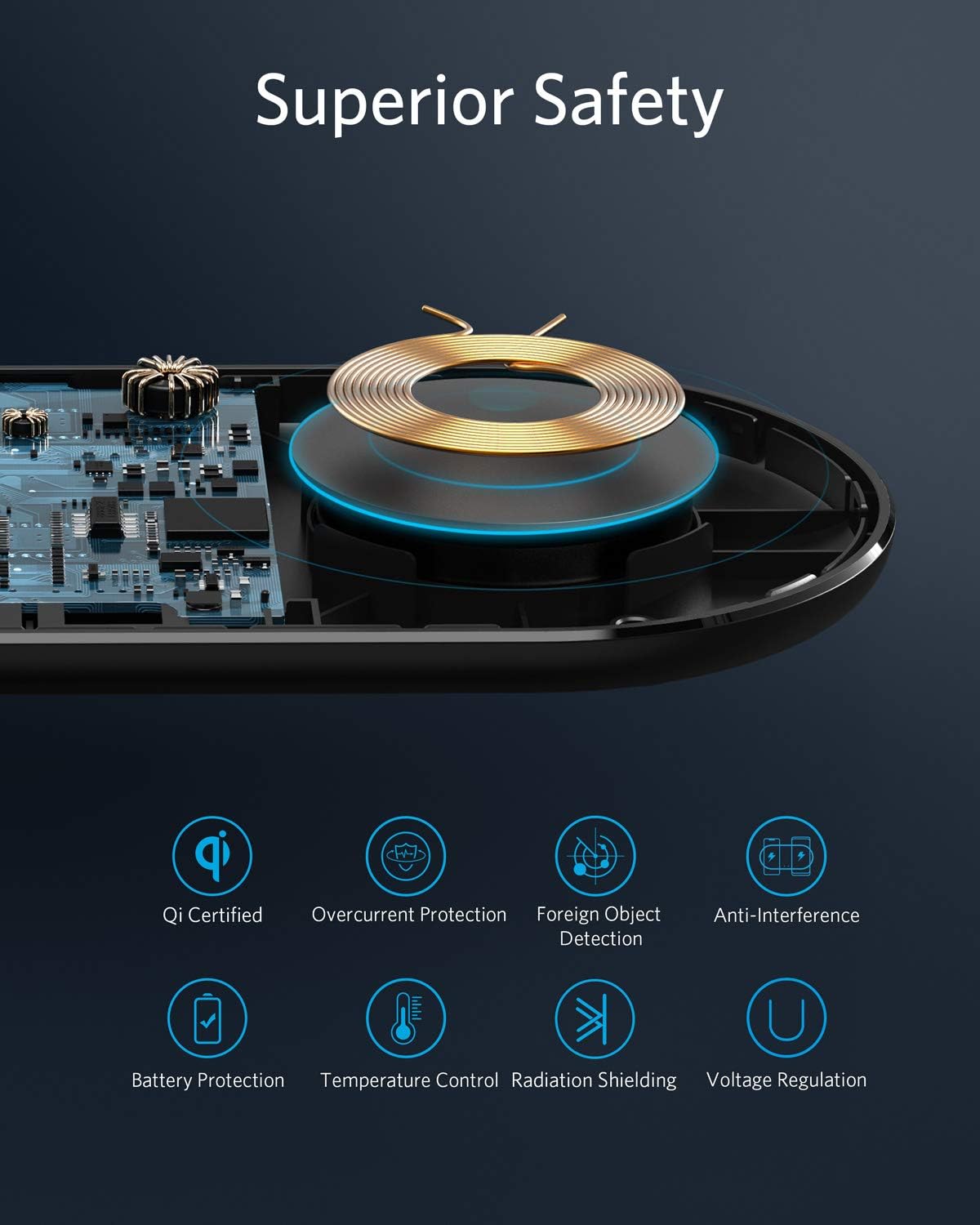 Anker Wireless Charger, PowerWave 10 Dual Pad, Qi Certified, 7.5W for iPhone 11, 11 Pro, 11 Pro Max, XS Max, XR, XS, X, 8, 8 Plus, 10W for Galaxy S20 S10 S9 S8, Note 10 Note 9, DC Adapter Included
