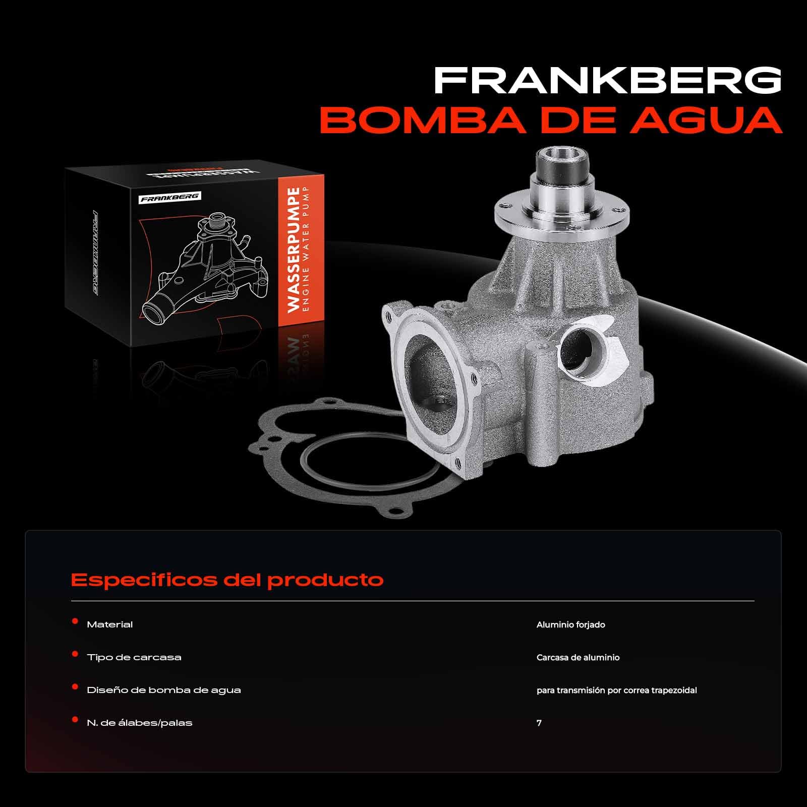 Frankberg Bomba de agua/bomba de refrigerante con juntas 11517831907 | Compatible con: Serie 3 Coupé E46, Serie 3 Convertible E46