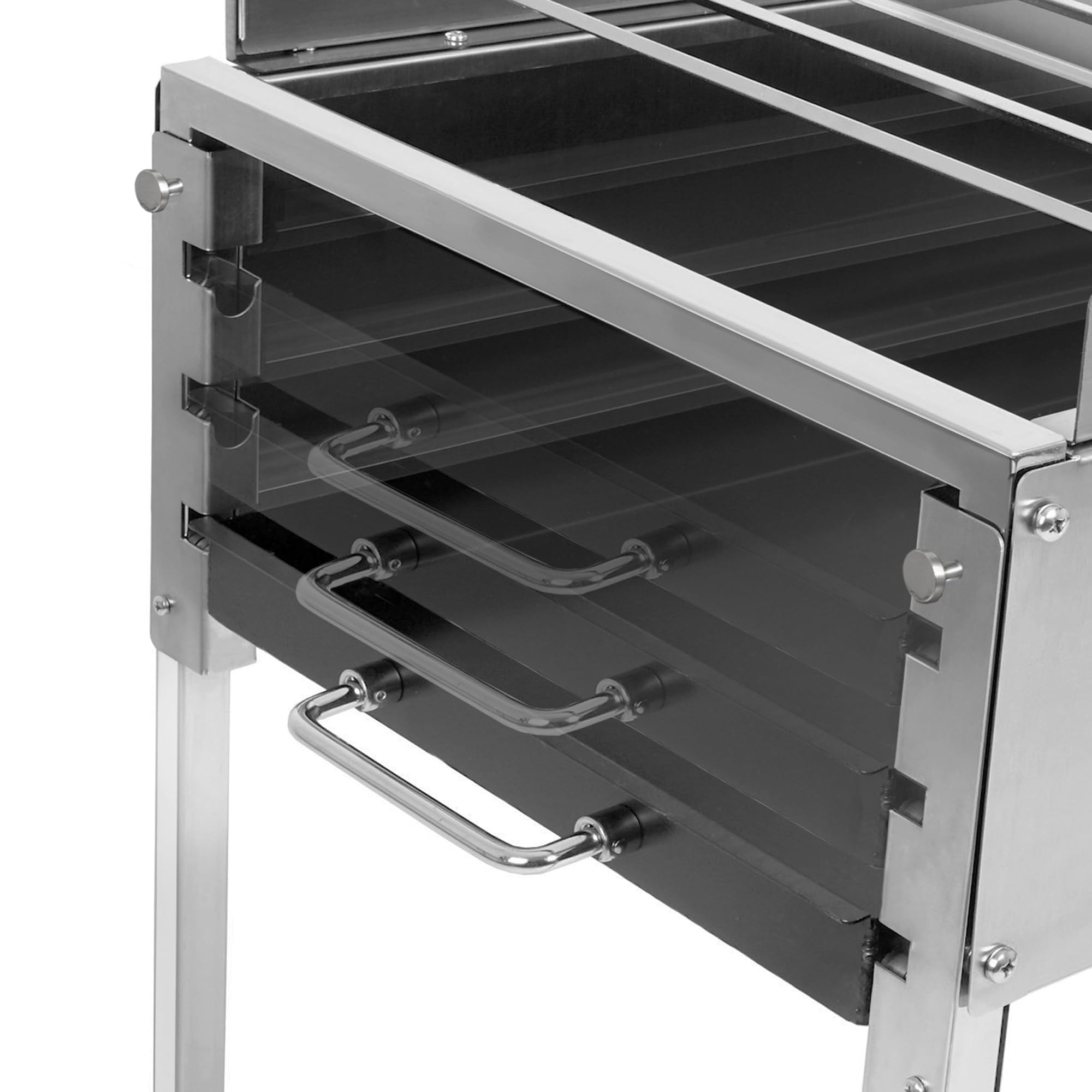 BBQ-Toro Griglia a carbone di legna con girarrosto elettrico | Griglia con girarrosto in acciaio inox con 11 spiedini e motore | Con spina e USB