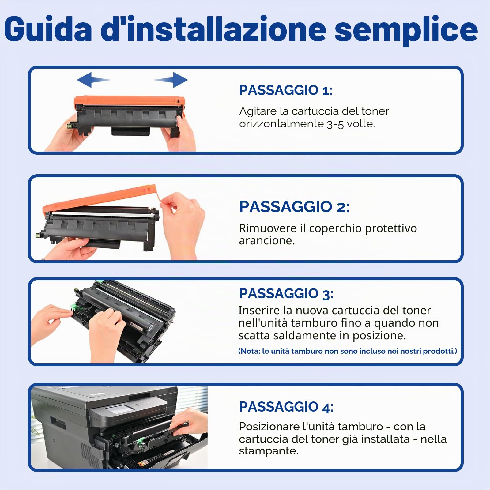 Lemero TN2510XL Toner MFC-l2827dw MFC-l2800dw 3000 Pagine Nero 4-pezzi | Compatibile con Brother MFC-l2827dw Toner hl-l2400dw mfc-l2835dw hl-l2400dwe mfc-l2860dwe dcp-l2660dw hl-l2445dw 2510