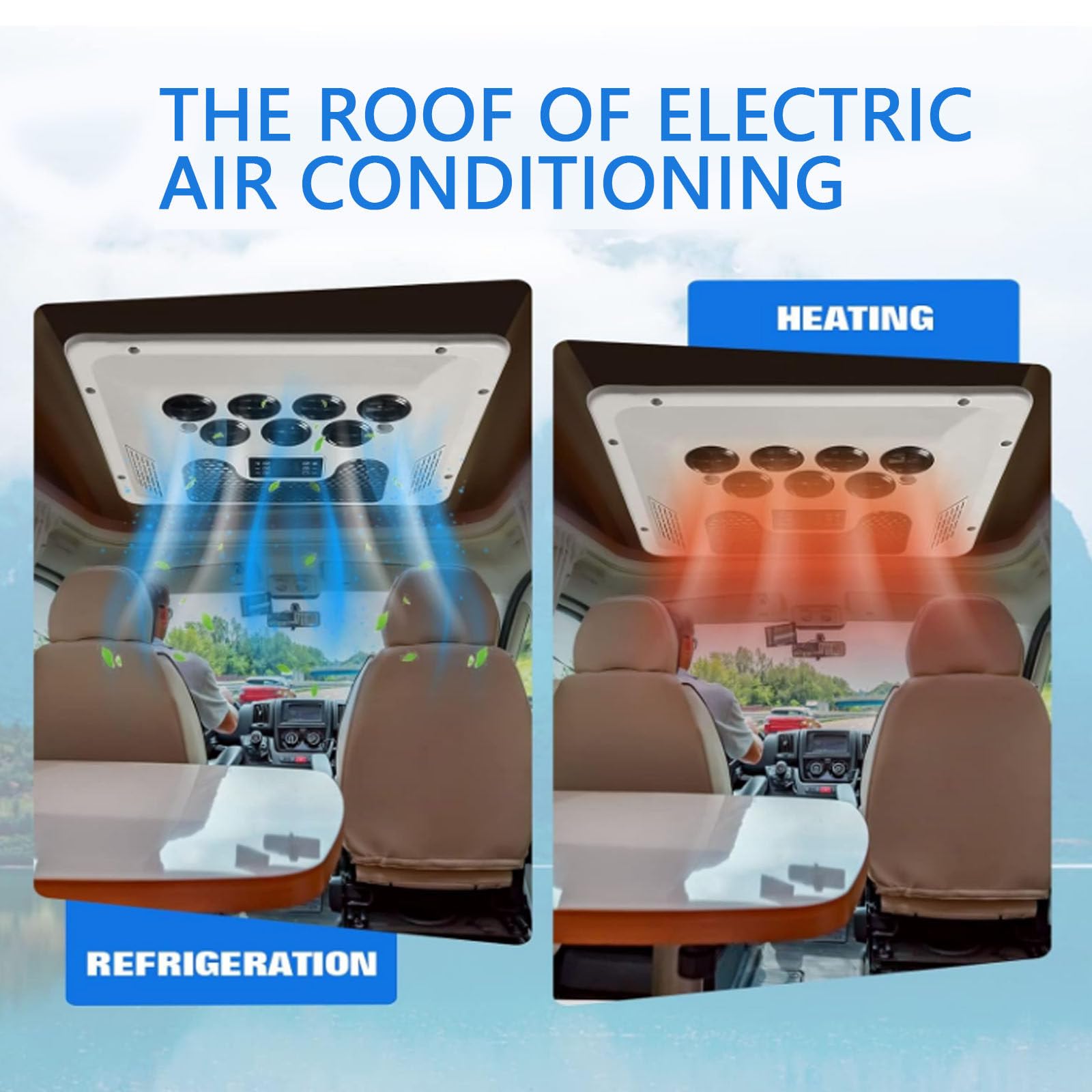 Climatizzatore Da Tetto Per Camper, Doppia Funzione Calda E Fredda, 12 V/24 V, Condizionatore Da Tetto Universale Per Camper, Regolazione Della Conversione Di Frequenza, Bassa Rumorosità,12V