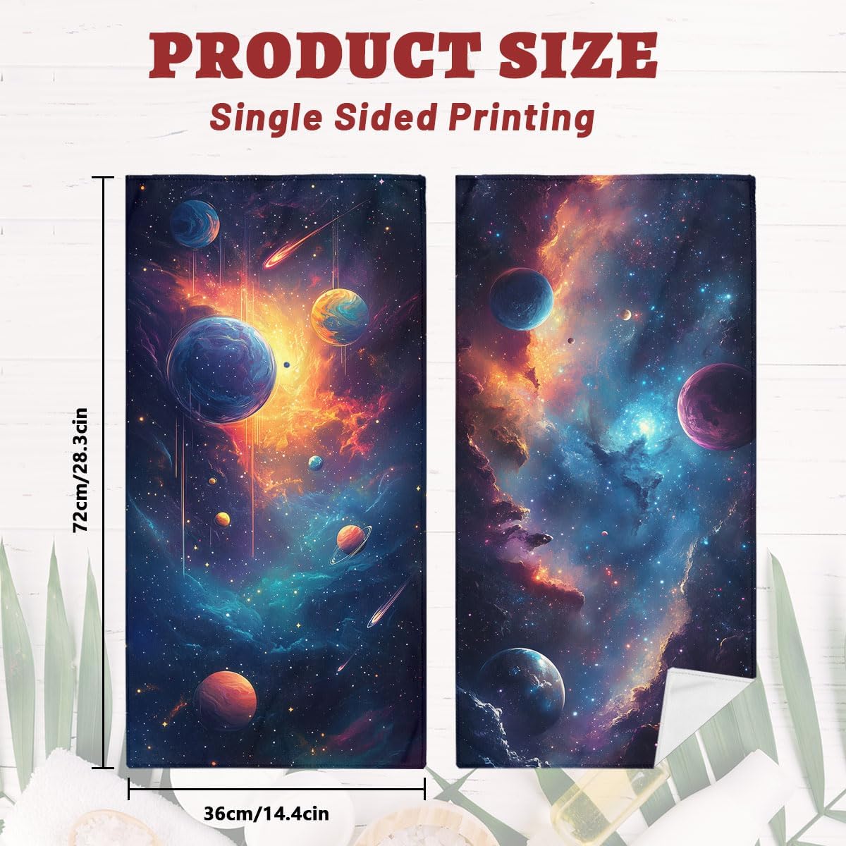 Alien Deep Space Hand Towels, Planets Nebulae Meteor Showers Decorative Fingertip Face Towels Soft Absorbent Dish Towel for Kitchen Bathroom Gym Spa