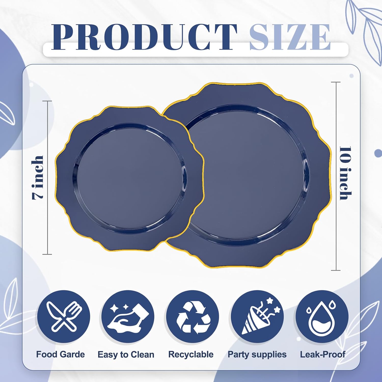 WDF 200pcs Blue Plastic Plates - Navy Blue Plates Disposable - Heavy Duty Plastic Plate for Weddings/Parties/Birthday/Passover - Image 8