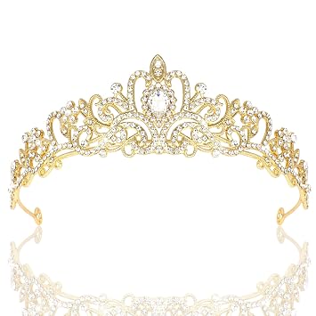 YISSION Gold Crown Crystal Tiaras Queen Crowns for Women Girls Birthday Tiara Princess Crown Bridal Hair Accessories for Wedding Prom Party Cosplay