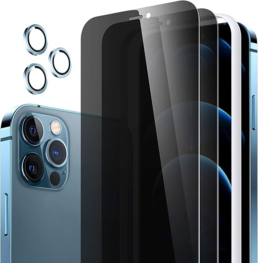 Amazon Com Meifigno 2 Pack Privacy Screen Protector Designed For Iphone 12 Pro Max 6 7 Inch Edge To Edge Dustproof 9h Hardness Shatterproof Tempered Glass Film With 1 Pack 3pcs Separated Camera Lens