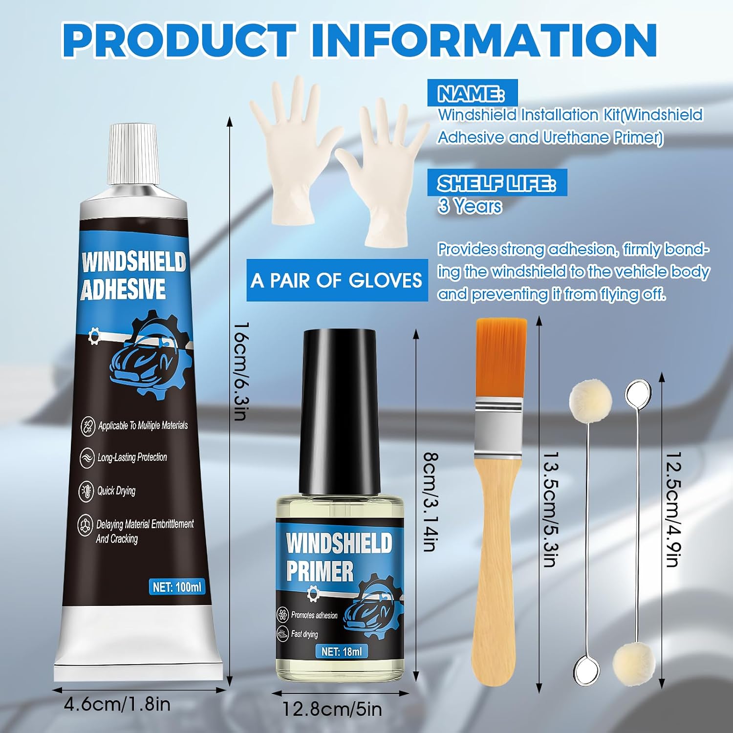 JAOJAO Polyurethane Windshield Adhesive, Windshield Primer