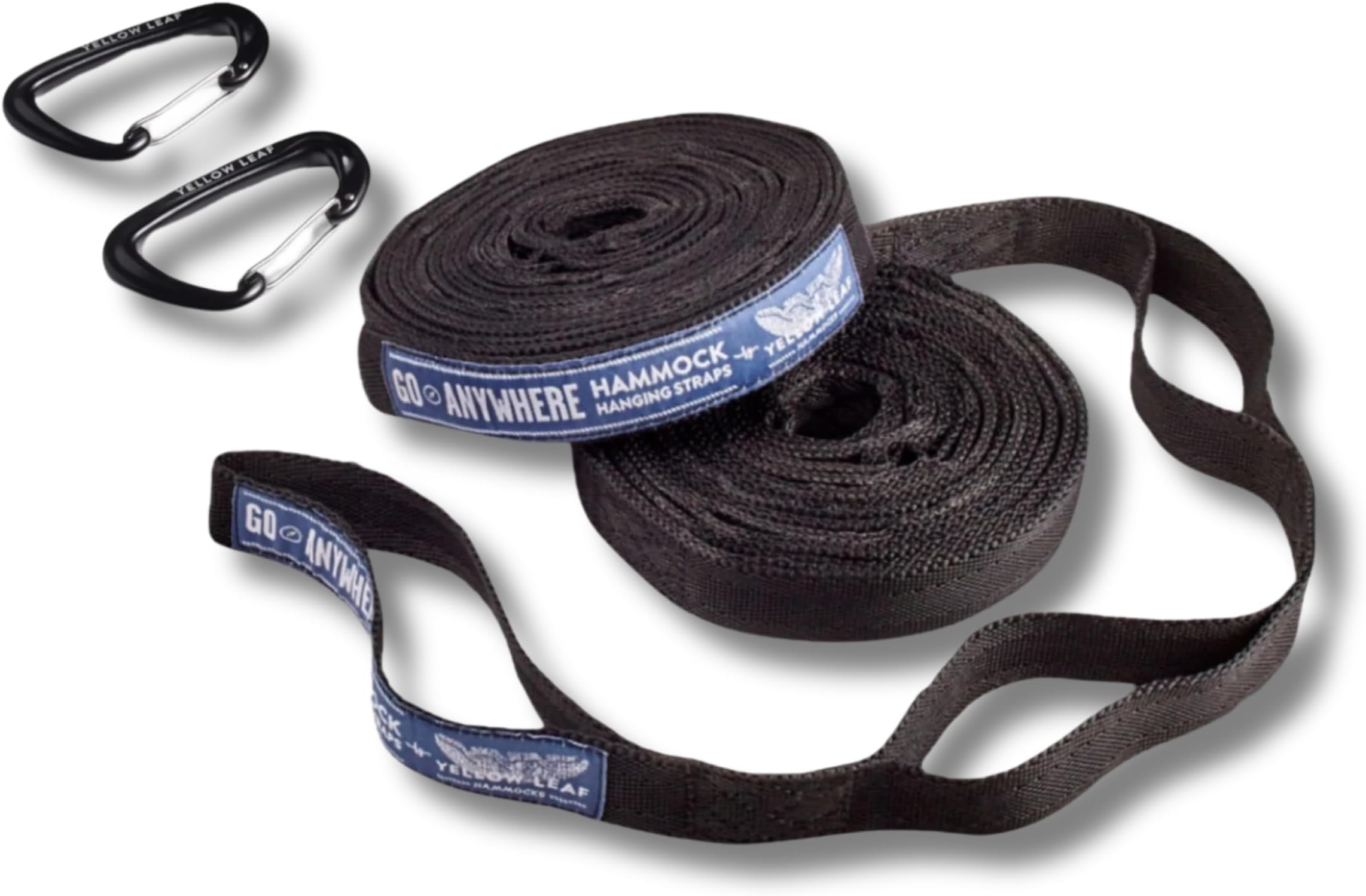 Go Anywhere Hammock Straps by Yellow Leaf Hammocks -Set of Two Nylon Straps, Each 12 Feet Long, 400lb Max - Easy to use, Pre-Looped, Tree Friendly, Super Strong, Color: Black