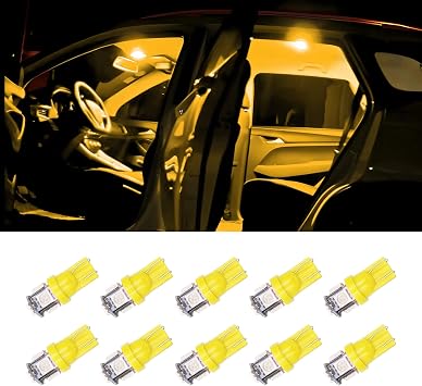 10PCS Car Interior LED Light Bulb, T10 LED Bulb, Car Interior LED Light Bulb, 5SMD 5050 Bright Chips Car LED Lights, Automotive Replacement Bulbs for Car Dome Map Yellow