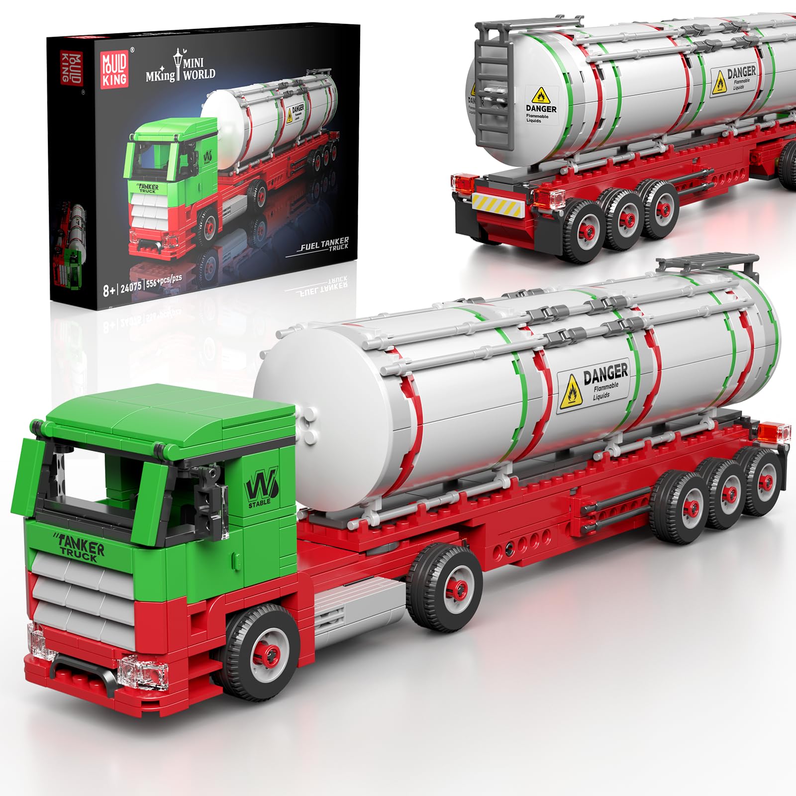 Mould King Tanker Truck Building Set, Realistic American Style Oil Tanker Model for Boys/Girls Ages 8+, 24075 STEM Toy Vehicles with Detailed Interior