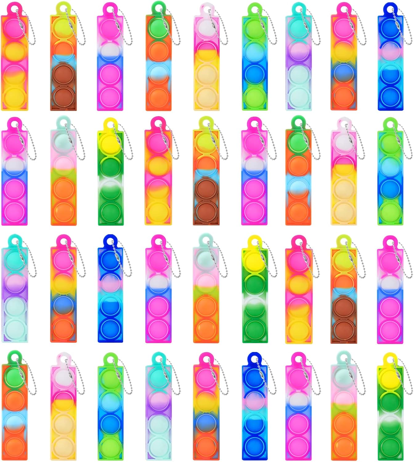 48 Pcs Mini Push Pop Bubble Toys Pack，Chirstmas Small Keychain Wrap Pop Bulk Toy Relieve Anxiety Stress Classroom Prizes for Kids Adult Party Favor