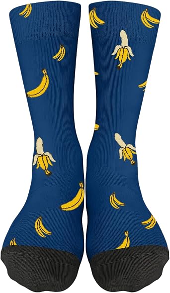 Blue Banana Socks Cute Crew Socks Unisex Soft for Fan Men Women Multi 01- Dark Blue