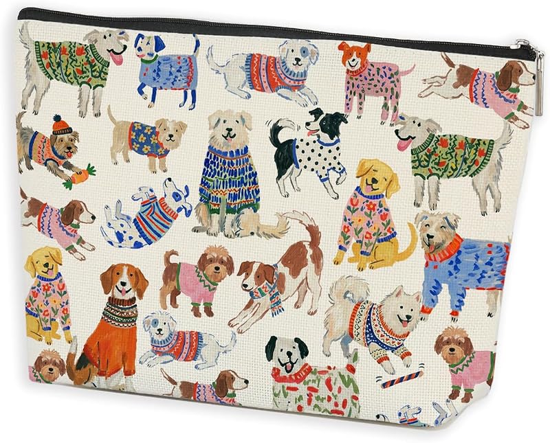 Necessaire de maquiagem Azteoiz com estampa de cães, zíper e 1 unidade