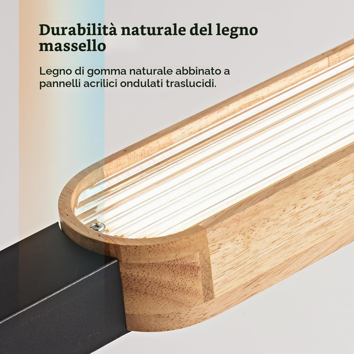 Lampadario da cucina moderno in legno, 90 cm, lampada a LED per sala da pranzo e isola cucina, dimmerabile 3000 K-6500 K, con telecomando e funzione memoria