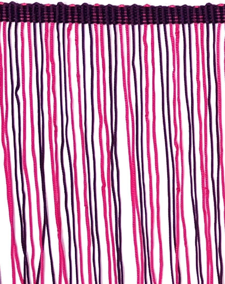 5 Yrd of 12" Long Chainette Fringe Multicolor Twotone Tassel Trim-Fuschia Magenta & Black
