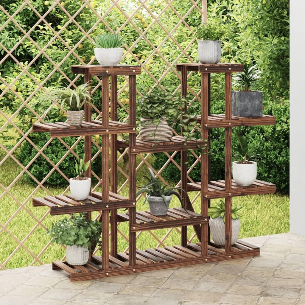 vidaXL Soporte para Flores Madera Maciza de Abeto 110x25x110,5 cm, Soporte para Plantas, Soporte para Flores de Madera, Soporte de Plantas de Exterior