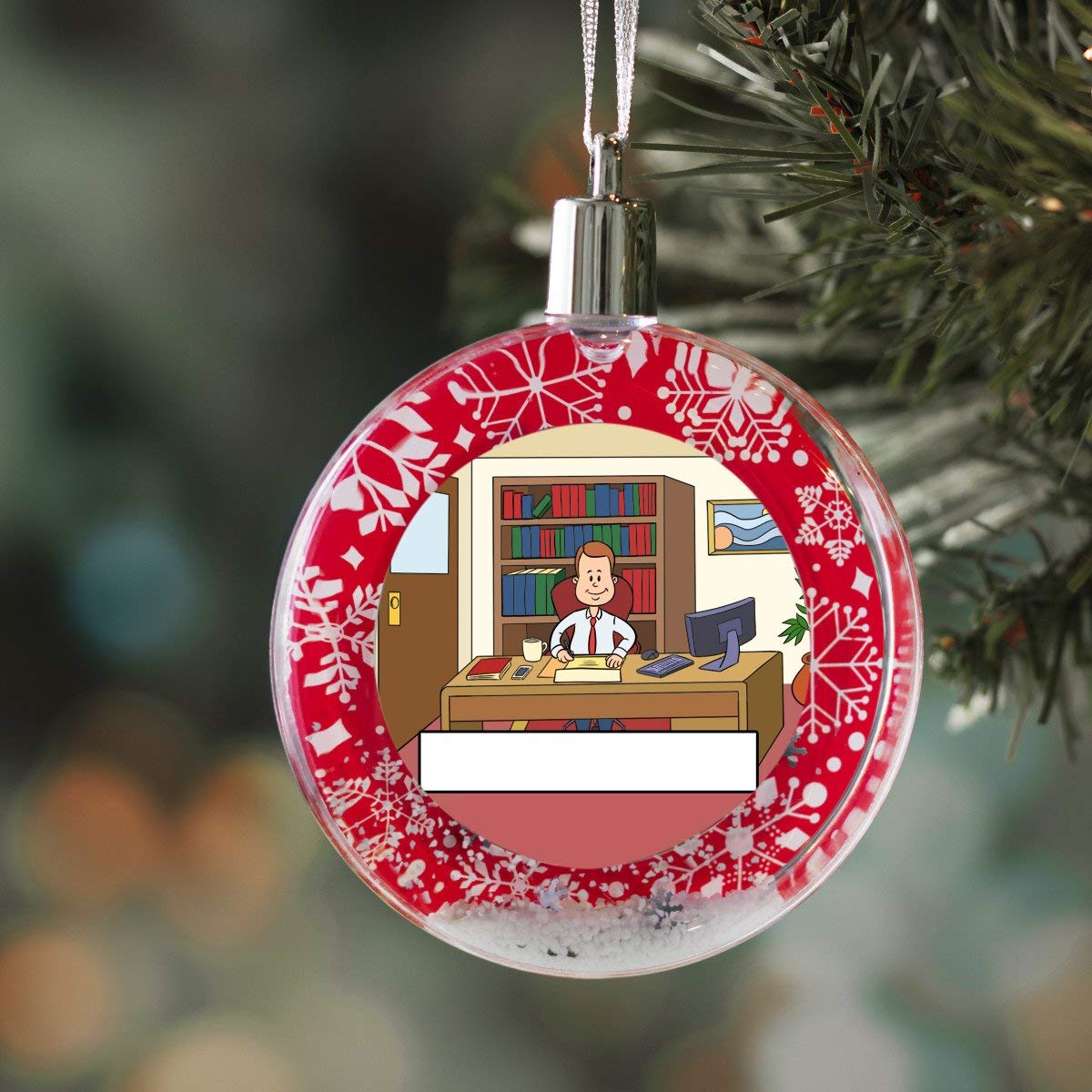 PrintedPerfection.com Personalized StoryLine Cartoon Caricature Snow Globe Christmas Ornament: Librarian - Male