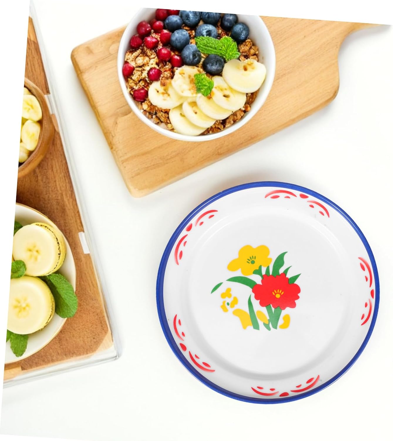 SUPVOX Melamine Food Plate Retro Floral Style Unbreakable Serving Tray for Appetizers Stackable Impact Resistant Dinnerware for Camping Picnics and Home Use