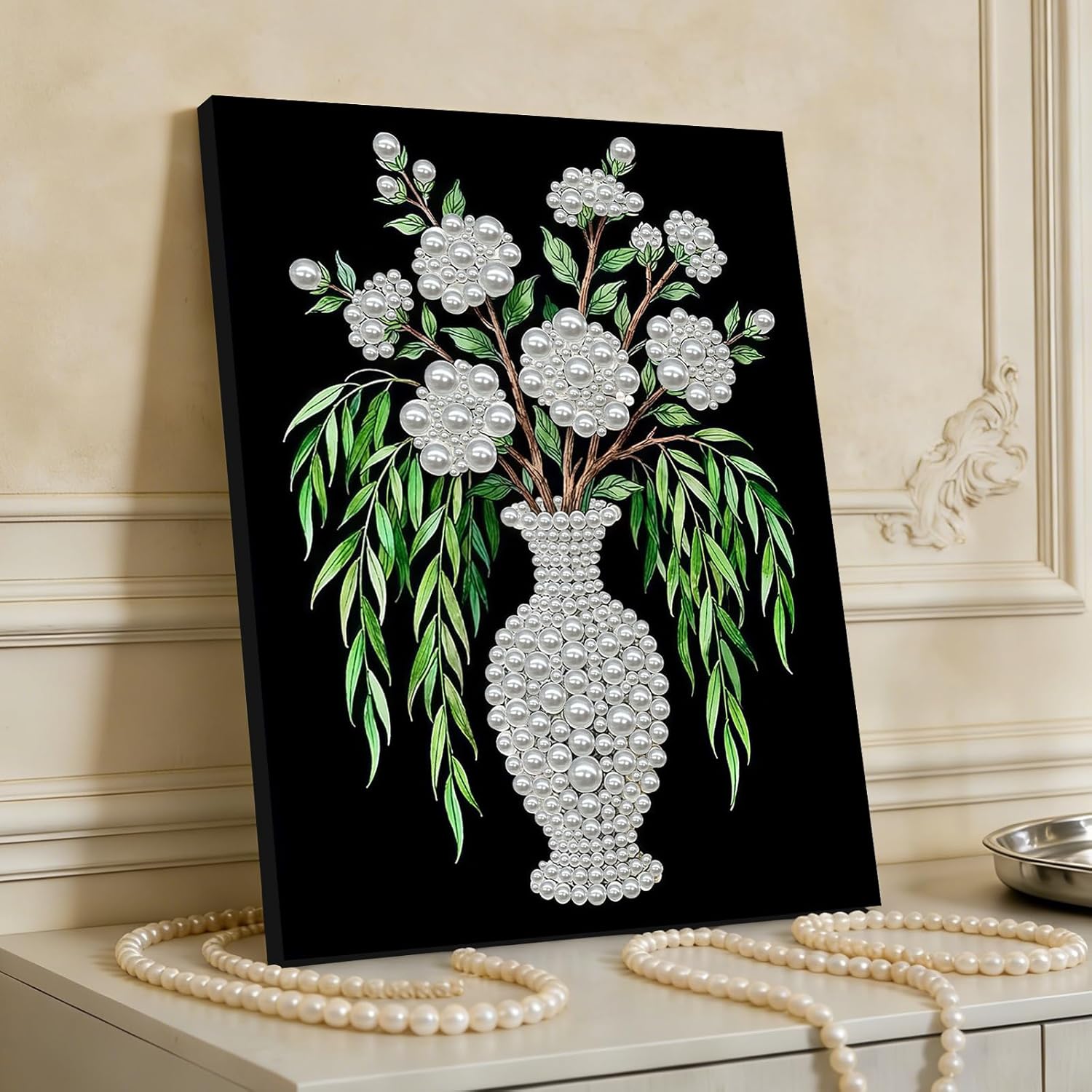 Vase Pearl Diamond Art Painting Kit with Frame - Complete 30x40cm DIY Craft Set for Adults Home Wall & Room Decor Premium Resin Gems Easy & Fun Mindfulness Art Project Vibrant Bling-Bling Art