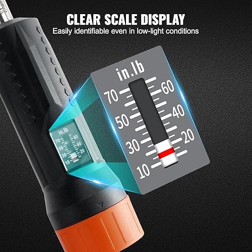 Miniatura 6 de VEVOR Juego de llaves de destornillador dinamométrico de 14 pulgadas  Rango de ajuste de par de 10 a 70 pulgadas-libras  Destornillador de par de